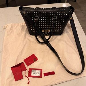 Valentino Garavani Women's Black Demilune Vitello Rockstud Handbag